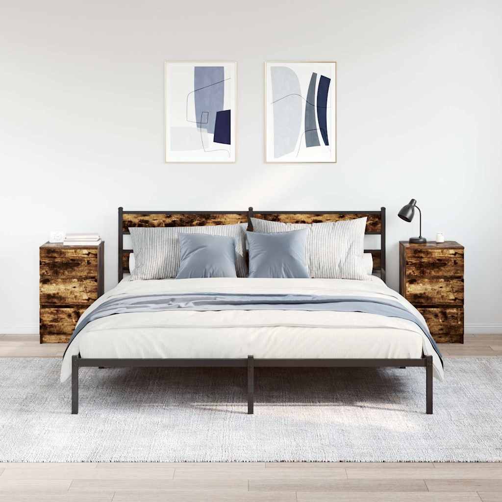 Comodini con 3 Cassetti 2 pz Rovere Fumo 39x35x65 cm