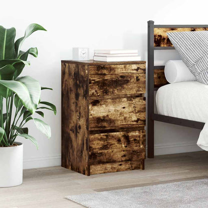 Comodini con 3 Cassetti 2 pz Rovere Fumo 39x35x65 cm