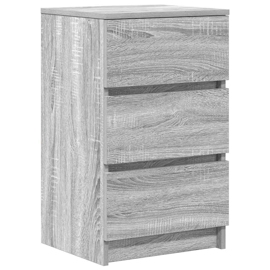 Comodino con 3 Cassetti Grigio Sonoma 39x35x65 cm