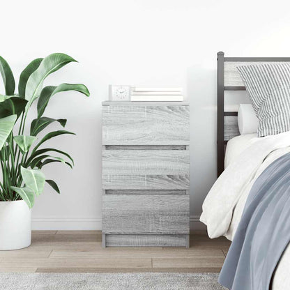 Comodino con 3 Cassetti Grigio Sonoma 39x35x65 cm