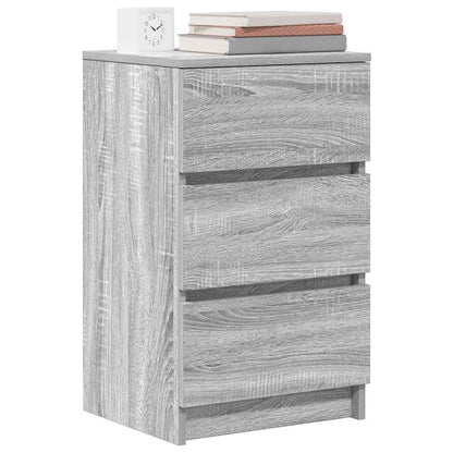 Comodino con 3 Cassetti Grigio Sonoma 39x35x65 cm