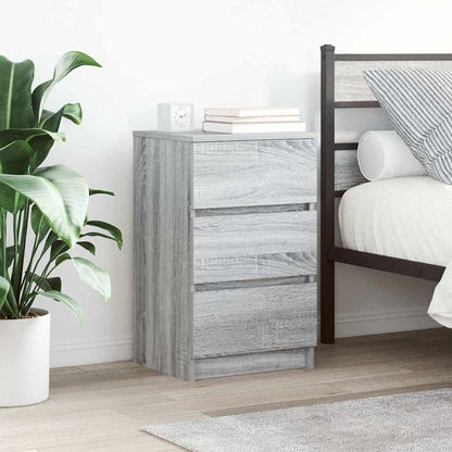 Comodino con 3 Cassetti Grigio Sonoma 39x35x65 cm
