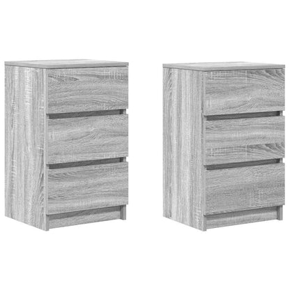 Comodini con 3 Cassetti 2 pz Grigio Sonoma 39x35x65 cm