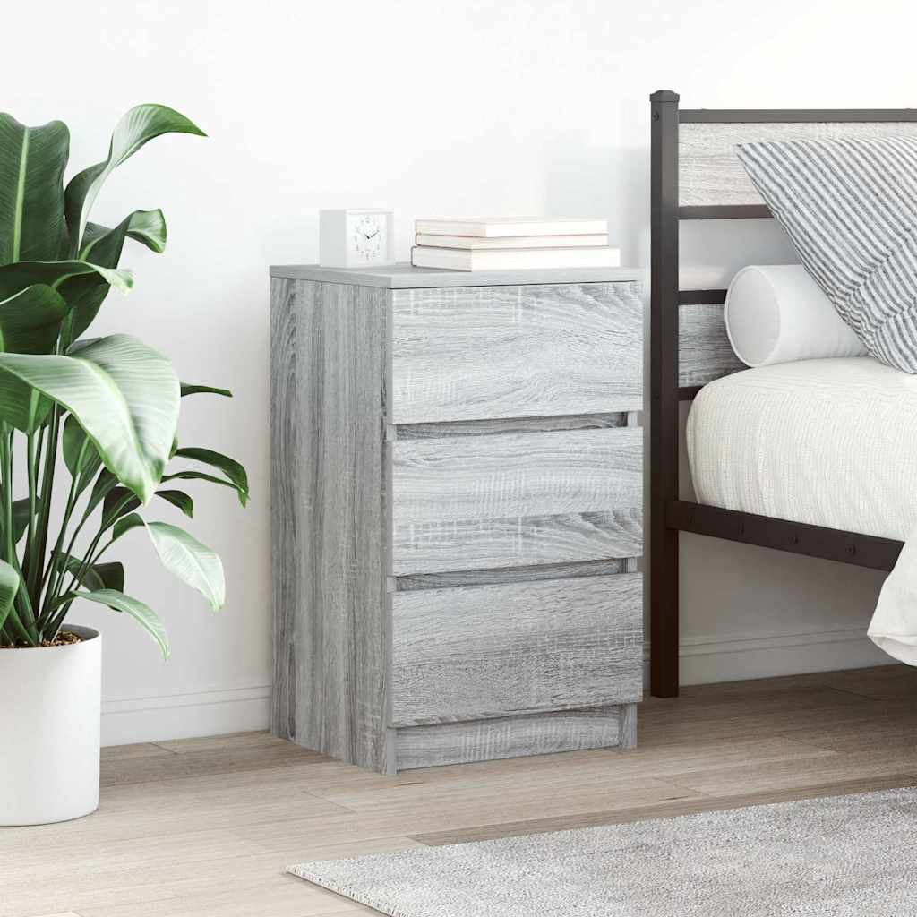 Comodini con 3 Cassetti 2 pz Grigio Sonoma 39x35x65 cm