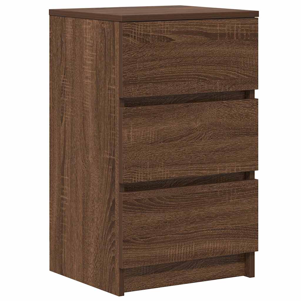 Comodino con 3 Cassetti Rovere Marrone 39x35x65 cm