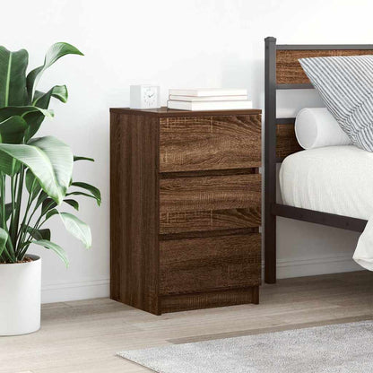 Comodino con 3 Cassetti Rovere Marrone 39x35x65 cm