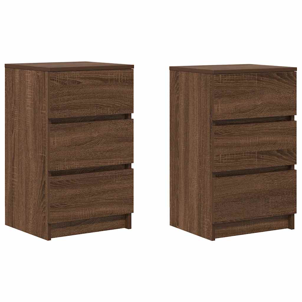 Comodini con 3 Cassetti 2 pz Rovere Marrone 39x35x65 cm