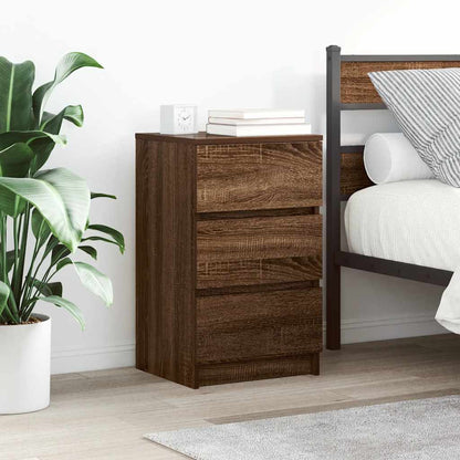 Comodini con 3 Cassetti 2 pz Rovere Marrone 39x35x65 cm