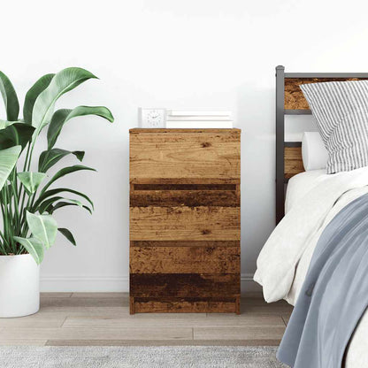 Comodino con 3 Cassetti Legno Antico 39x35x65 cm
