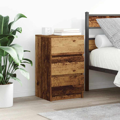 Comodini con 3 Cassetti 2 pz Legno Antico 39x35x65 cm