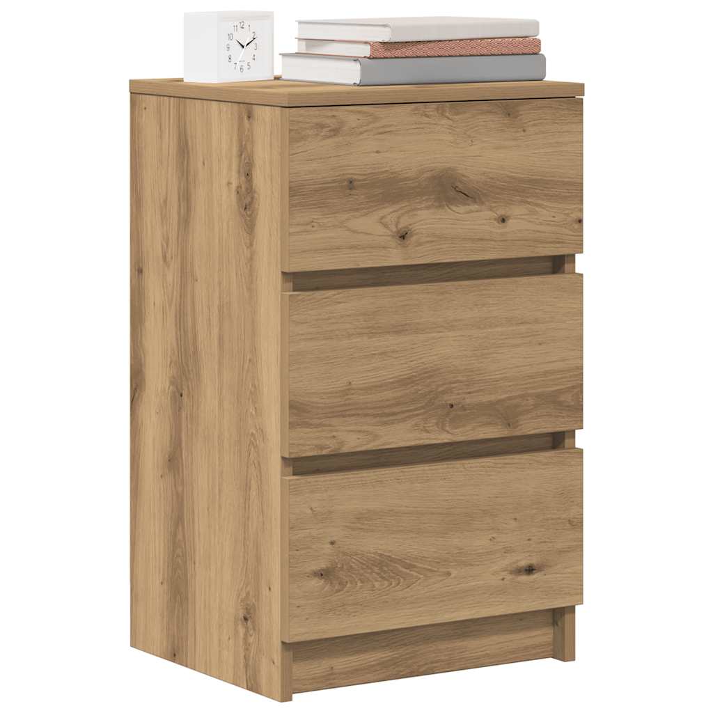 Comodino con 3 Cassetti Rovere Artigianale 39x35x65 cm