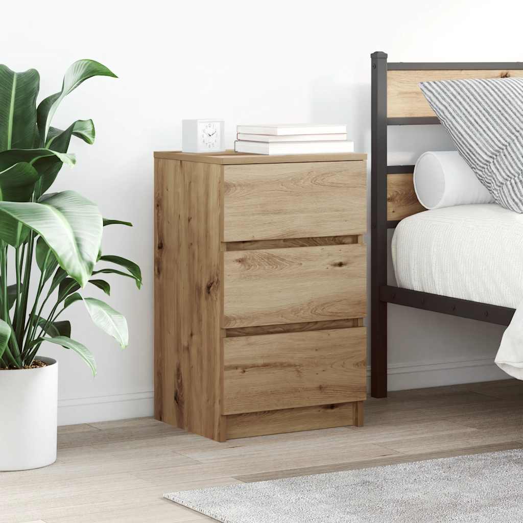 Comodino con 3 Cassetti Rovere Artigianale 39x35x65 cm