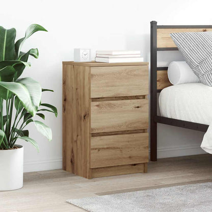 Comodini con 3 Cassetti 2 pz Rovere Artigianale 39x35x65 cm