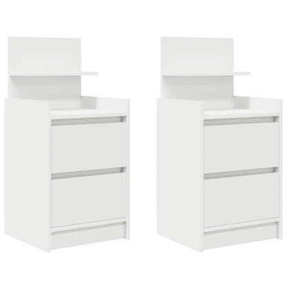 Comodini con 2 Cassetti 2 pz Bianco 38x34x80 cm