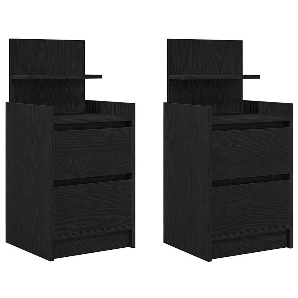 Comodini con 2 Cassetti 2 pz Rovere Nero 38x34x80 cm
