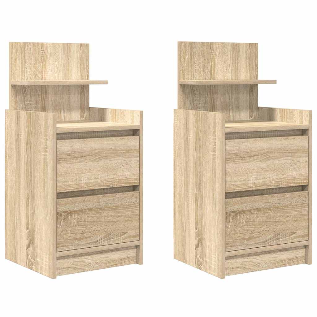 Comodini con 2 Cassetti 2 pz Rovere Sonoma 38x34x80 cm