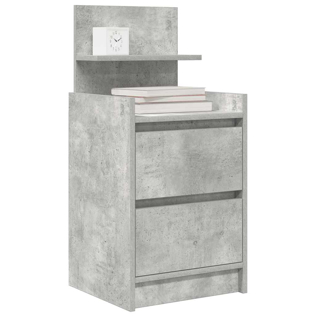 Comodino con 2 Cassetti Grigio Cemento 38x34x80 cm