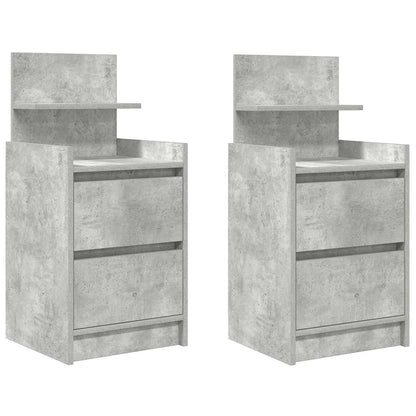 Comodini con 2 Cassetti 2 pz Grigio Cemento 38x34x80 cm