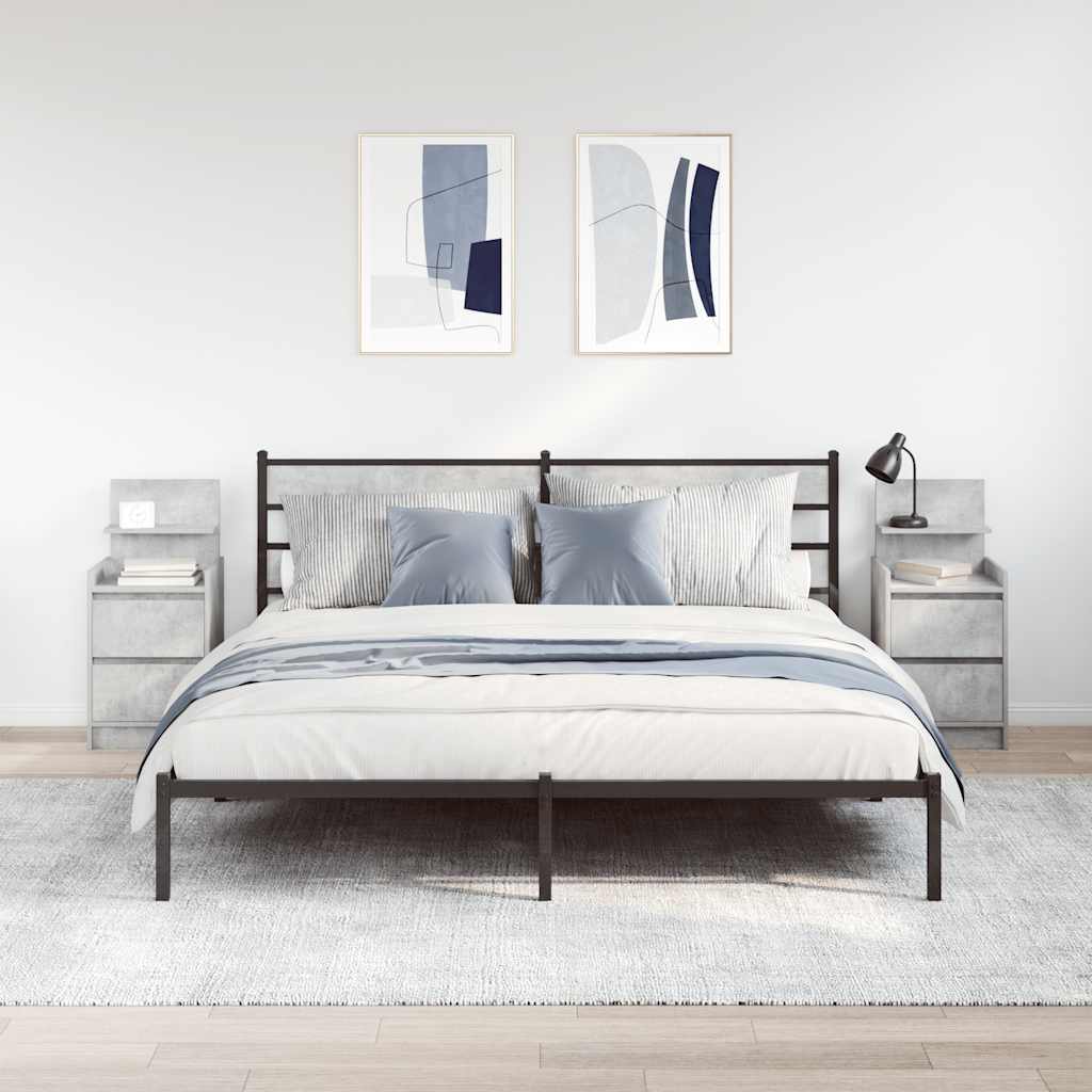 Comodini con 2 Cassetti 2 pz Grigio Cemento 38x34x80 cm