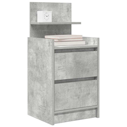 Comodini con 2 Cassetti 2 pz Grigio Cemento 38x34x80 cm