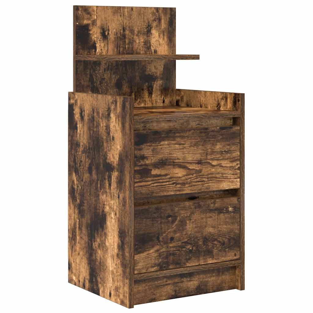 Comodino con 2 Cassetti Rovere Fumo 38x34x80 cm