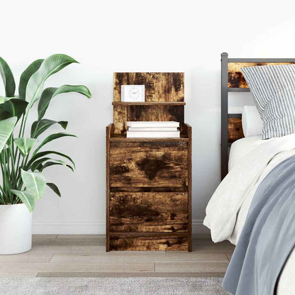 Comodino con 2 Cassetti Rovere Fumo 38x34x80 cm