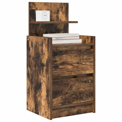 Comodino con 2 Cassetti Rovere Fumo 38x34x80 cm