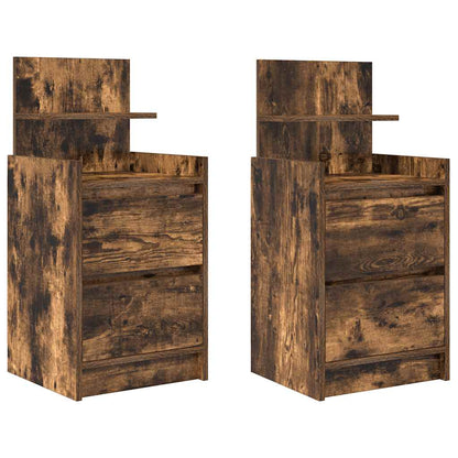 Comodini con 2 Cassetti 2 pz Rovere Fumo 38x34x80 cm