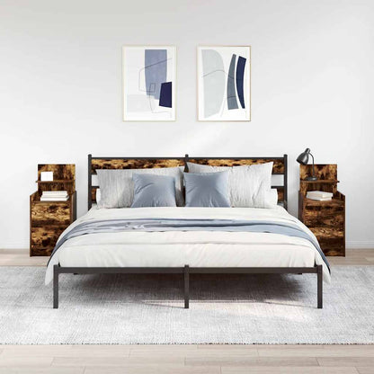Comodini con 2 Cassetti 2 pz Rovere Fumo 38x34x80 cm
