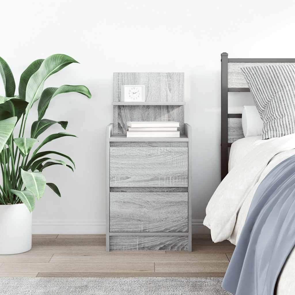 Comodino con 2 Cassetti Grigio Sonoma 38x34x80 cm