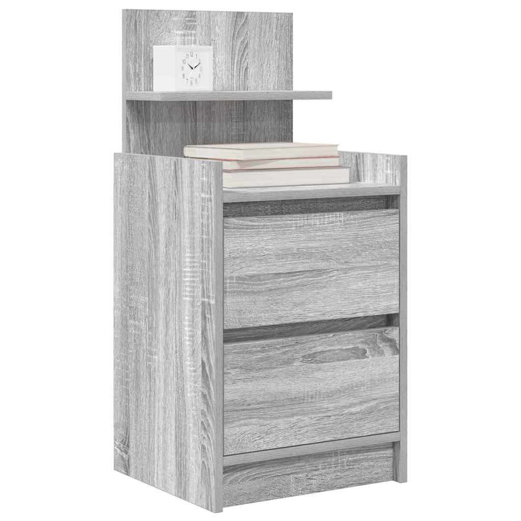 Comodino con 2 Cassetti Grigio Sonoma 38x34x80 cm
