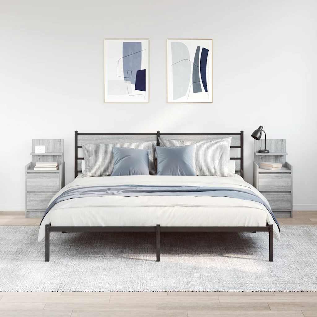 Comodini con 2 Cassetti 2 pz Grigio Sonoma 38x34x80 cm