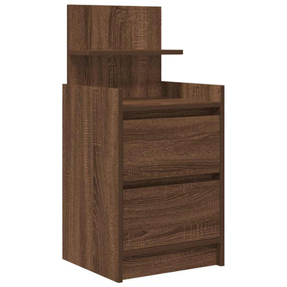 Comodino con 2 Cassetti Rovere Marrone 38x34x80 cm