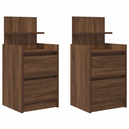 Comodini con 2 Cassetti 2 pz Rovere Marrone 38x34x80 cm