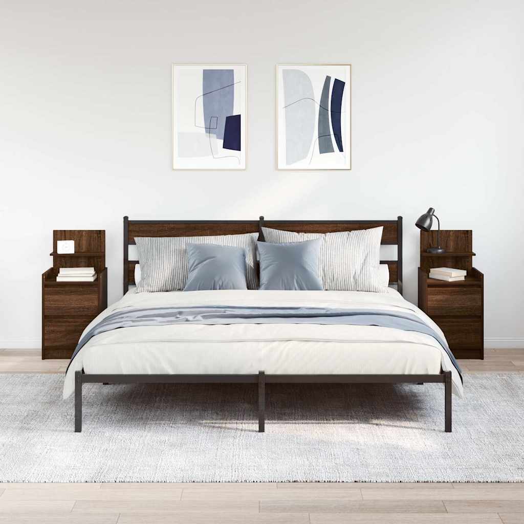 Comodini con 2 Cassetti 2 pz Rovere Marrone 38x34x80 cm