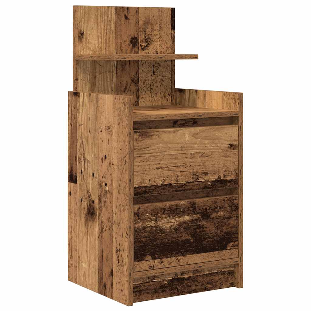 Comodino con 2 Cassetti Legno Antico 38x34x80 cm