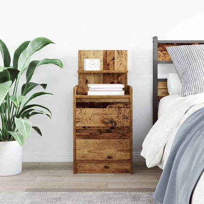 Comodino con 2 Cassetti Legno Antico 38x34x80 cm