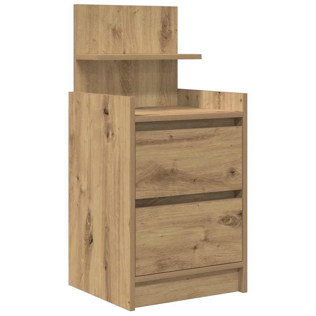 Comodino con 2 Cassetti Rovere Artigianale 38x34x80 cm