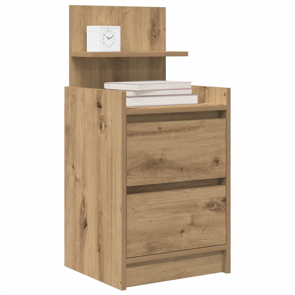 Comodino con 2 Cassetti Rovere Artigianale 38x34x80 cm