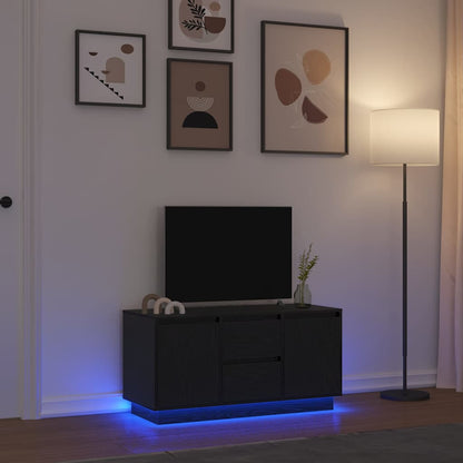 Mobile Porta TV con Luci LED Rovere Nero 100x41x50 cm