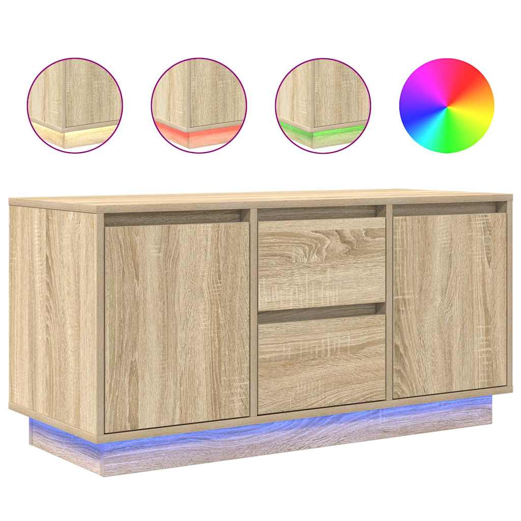 Mobile Porta TV con Luci LED Rovere Sonoma 100x41x50 cm