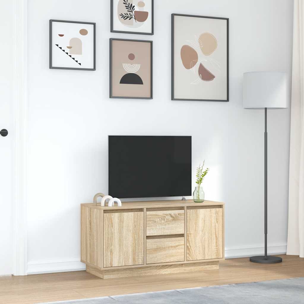 Mobile Porta TV con Luci LED Rovere Sonoma 100x41x50 cm