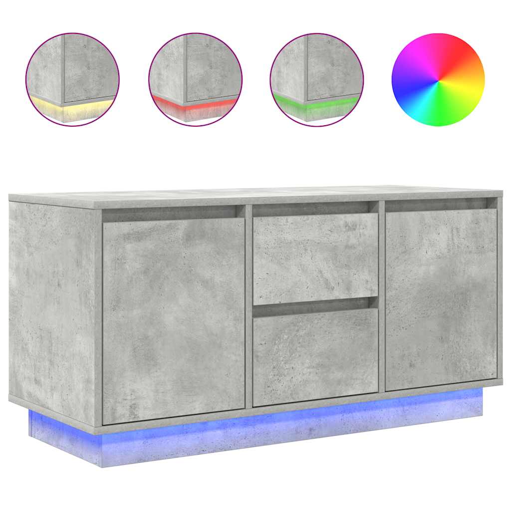 Mobile Porta TV con Luci LED Grigio Cemento 100x41x50 cm