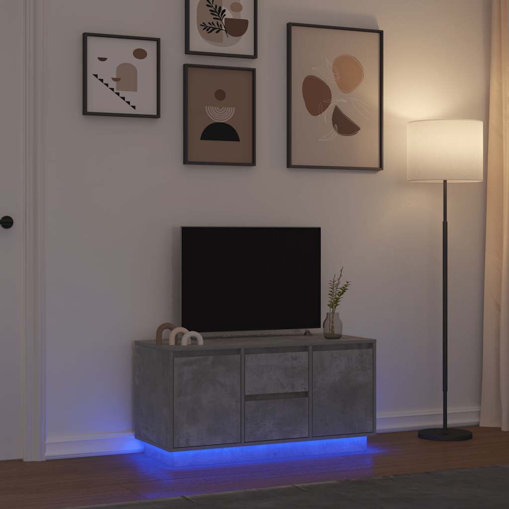 Mobile Porta TV con Luci LED Grigio Cemento 100x41x50 cm