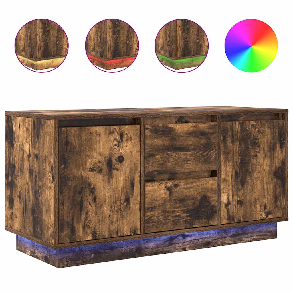 Mobile Porta TV con Luci LED Rovere Fumo 100x41x50 cm