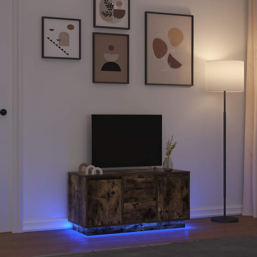Mobile Porta TV con Luci LED Rovere Fumo 100x41x50 cm