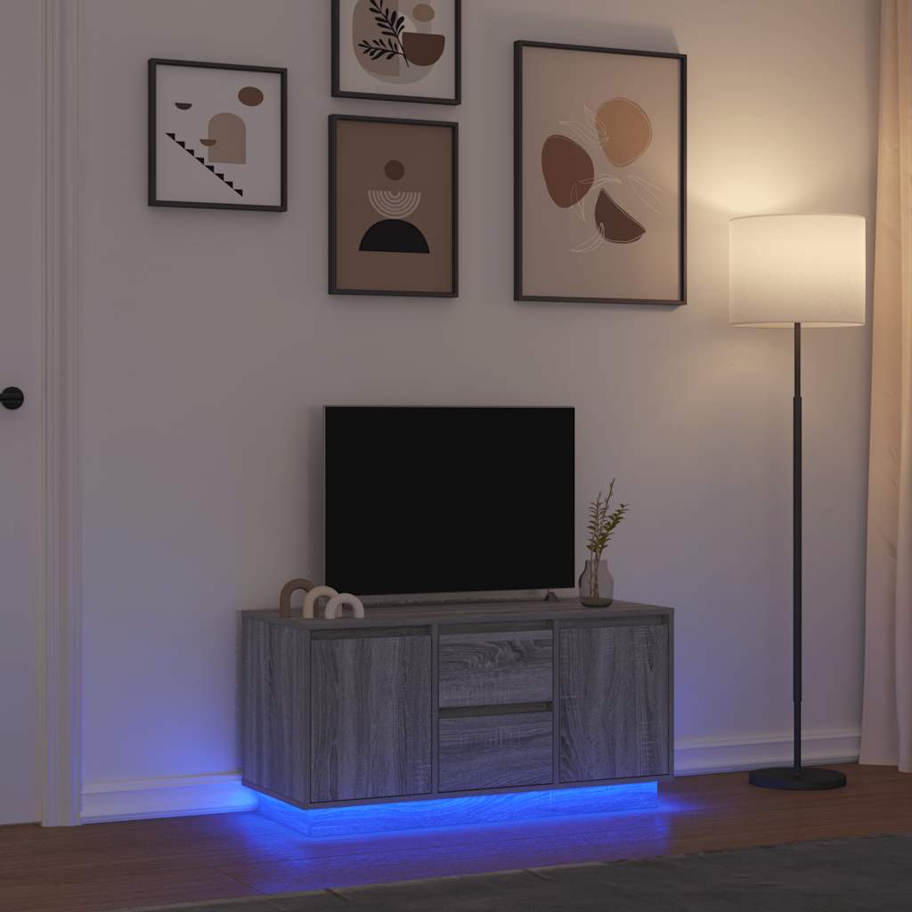 Mobile Porta TV con Luci LED Grigio Sonoma 100x41x50 cm