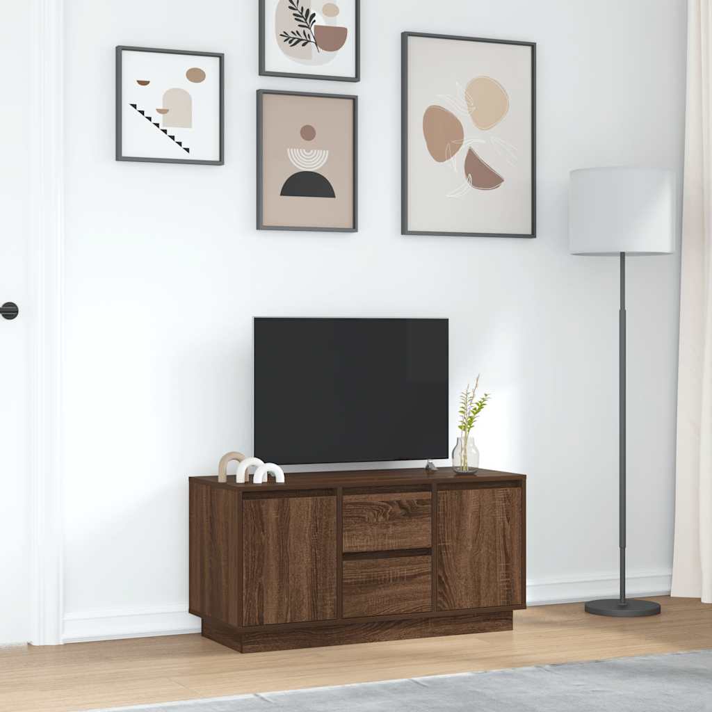 Mobile Porta TV con Luci LED Rovere Marrone 100x41x50 cm