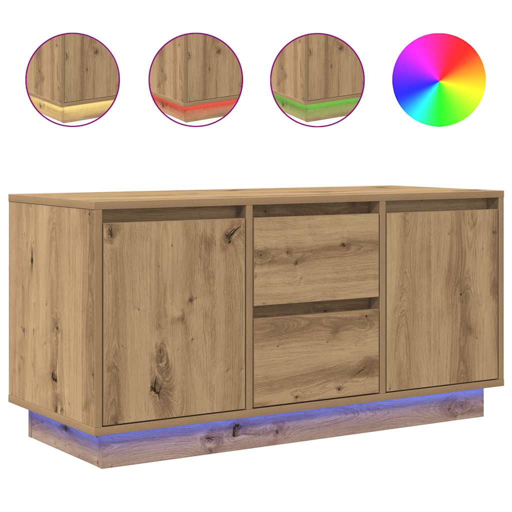 Mobile Porta TV con Luci LED Rovere Artigianale 100x41x50 cm
