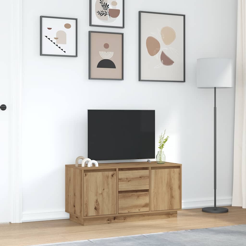 Mobile Porta TV con Luci LED Rovere Artigianale 100x41x50 cm